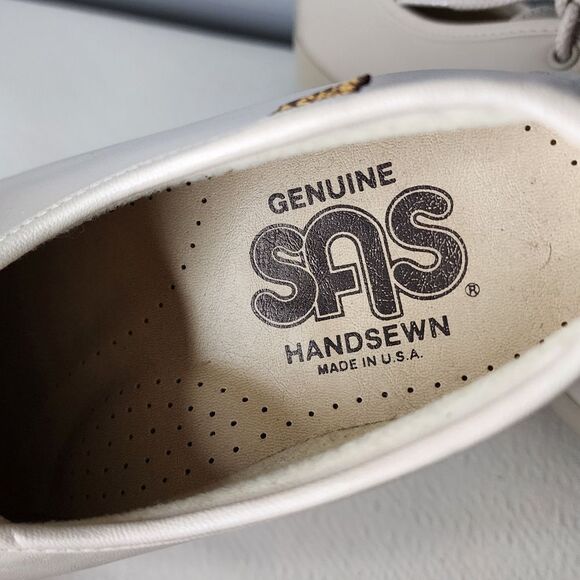 SAS SIESTA Size 10 Beige LEATHER Comfort Shoe Hand Sewn USA Genuine Leather - Picture 2 of 4